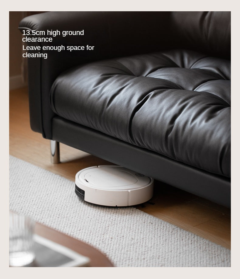 Leather Light Luxury Black Straight Sofa,