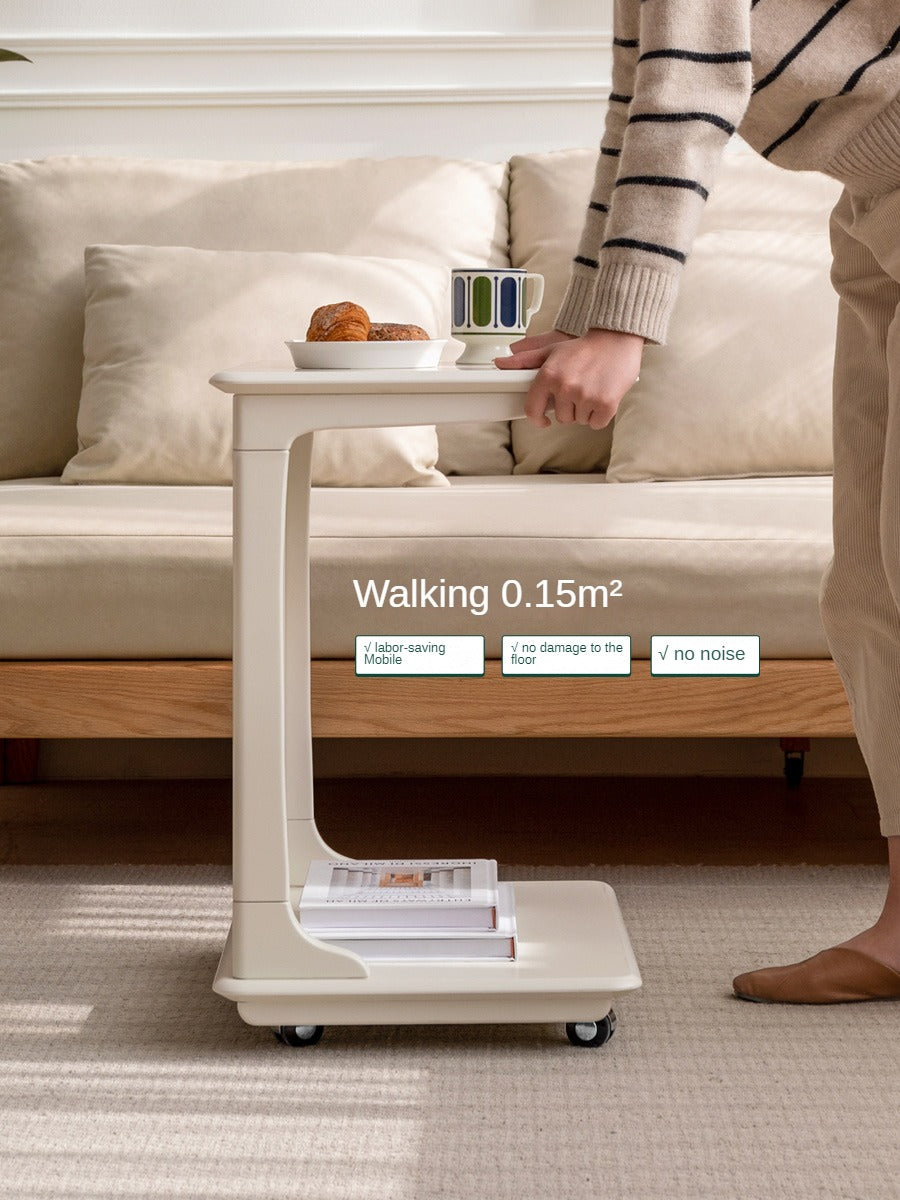 Birch Solid Wood Mobile Side Table