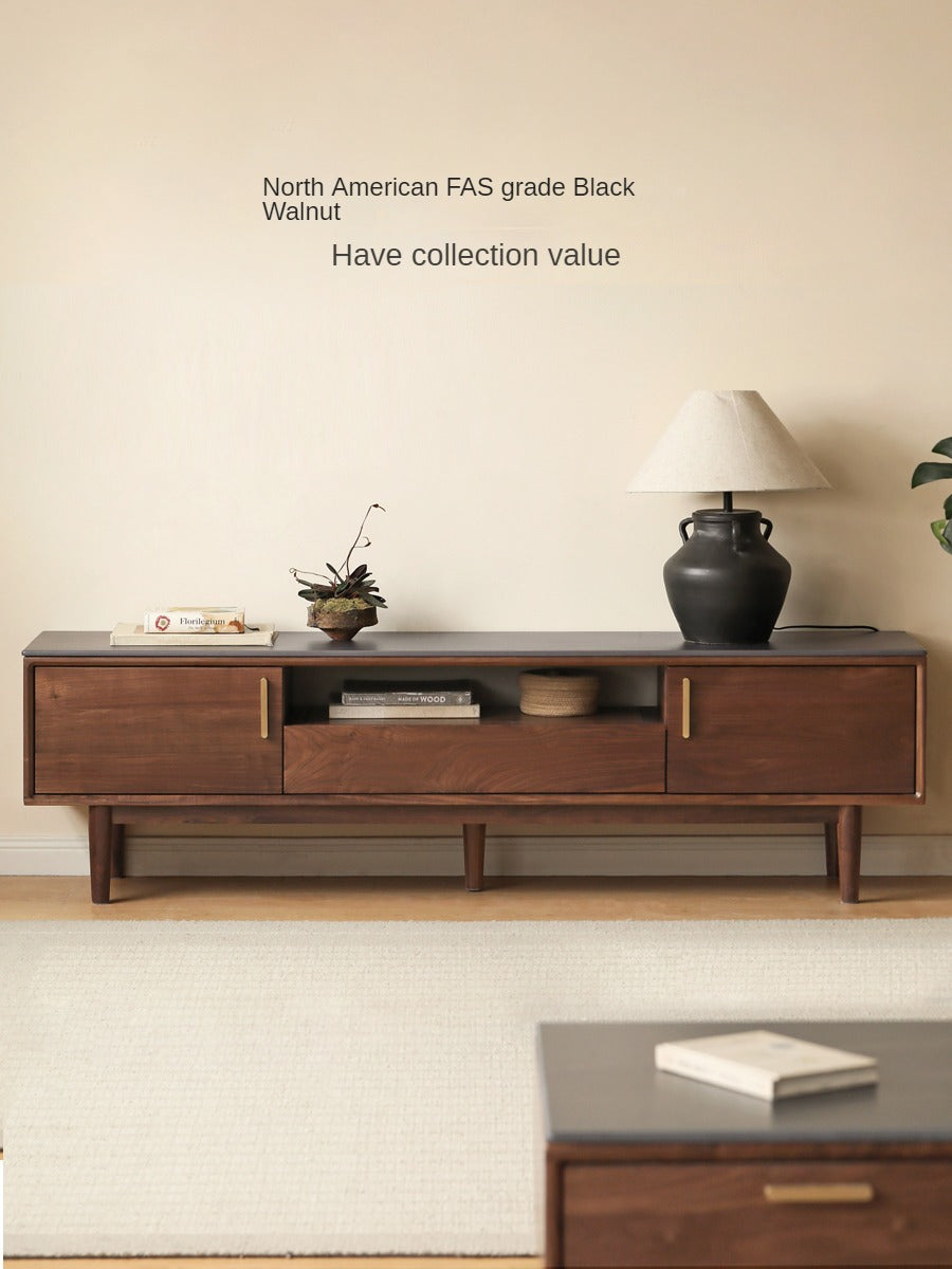 Black Walnut Solid Wood TV Stand Cabinet
