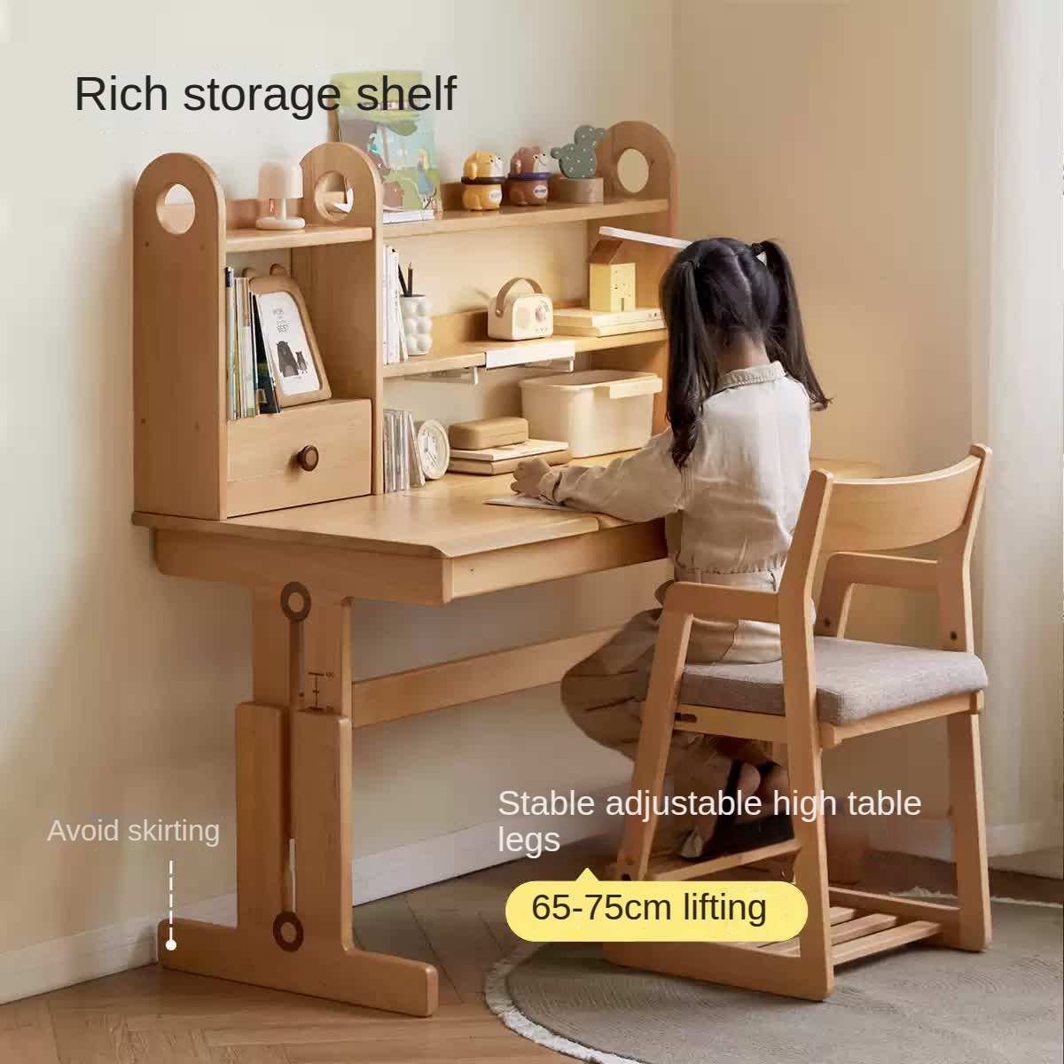 Beech Solid Wood Children's Study Table.