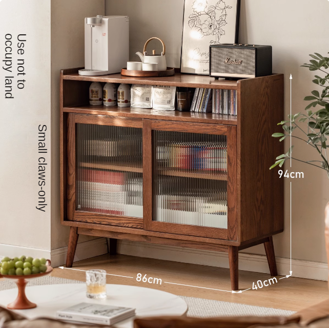 Oak Solid Wood, Solid RubberWood Modern Multifunctional Sideboard