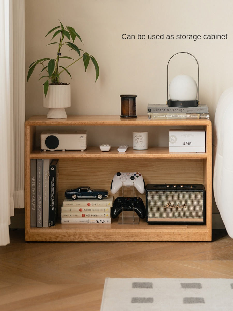 Oak Solid Wood Wheel Side Table