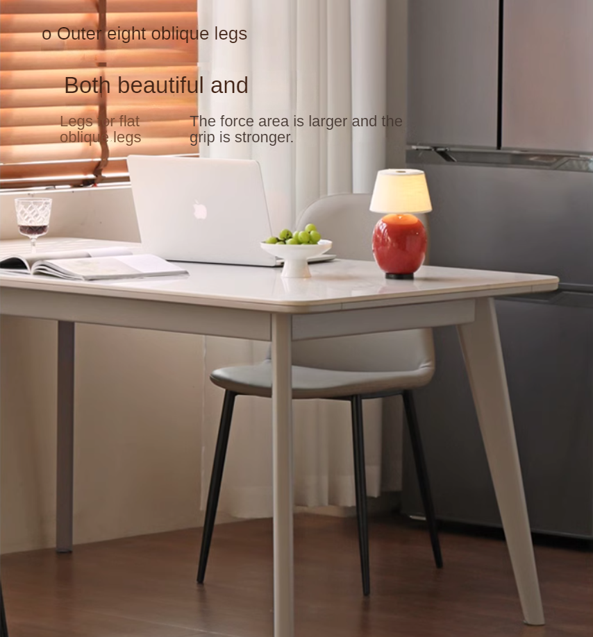 Poplar Solid Wood Modern Rock Plate Dining Table