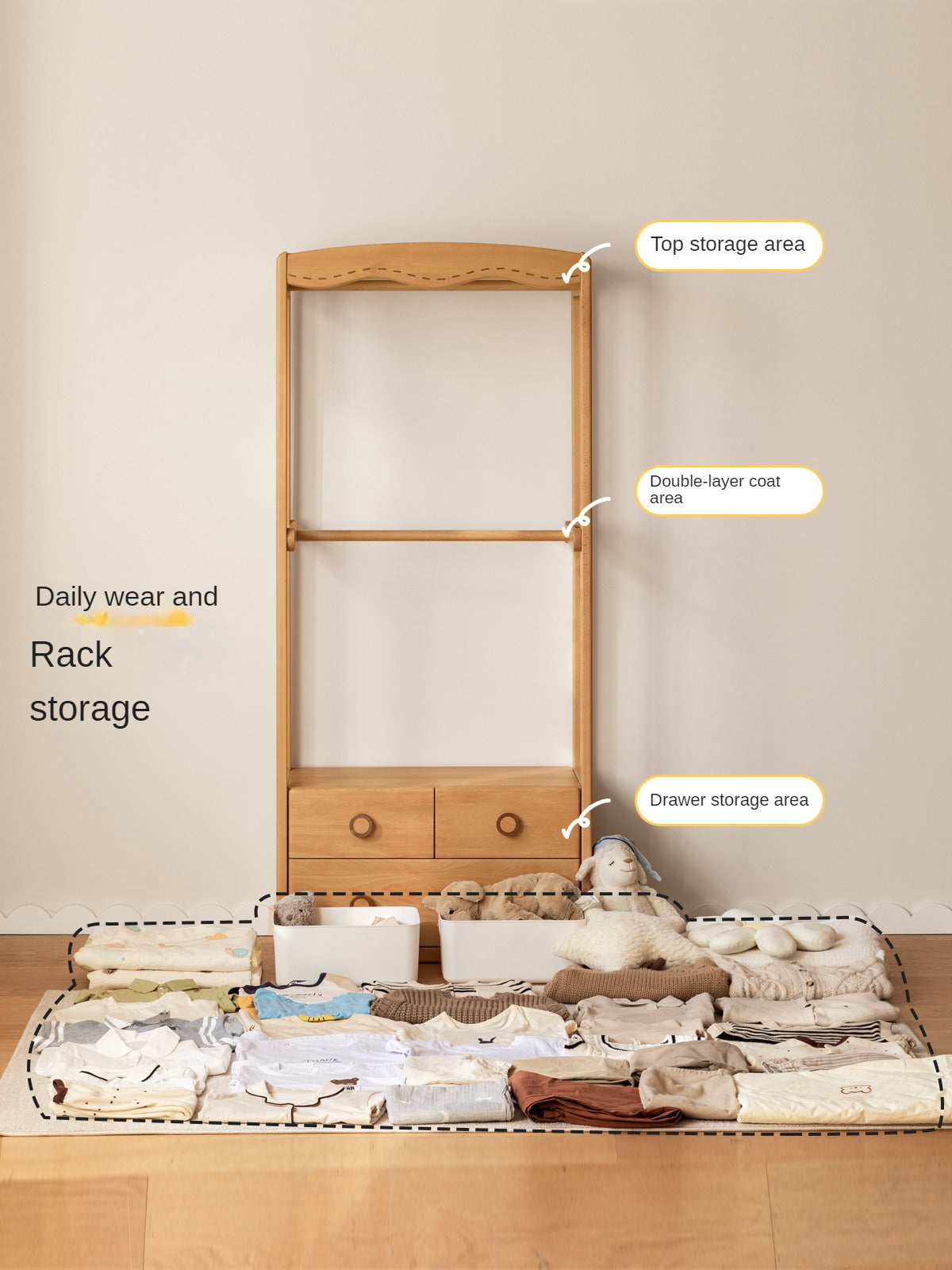 Beech Solid Wood Children's Wardrobe Hanger