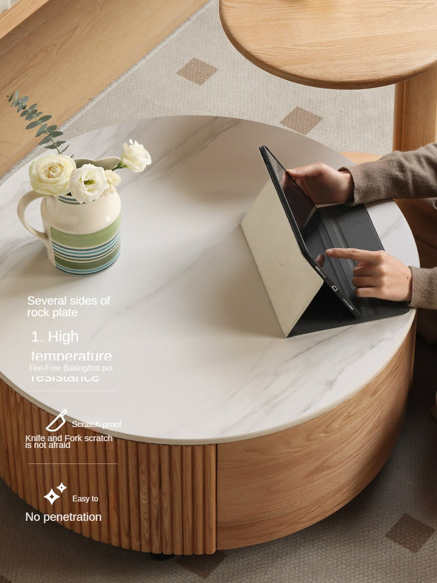 Oak Solid Wood Rock Plate Coffee Table