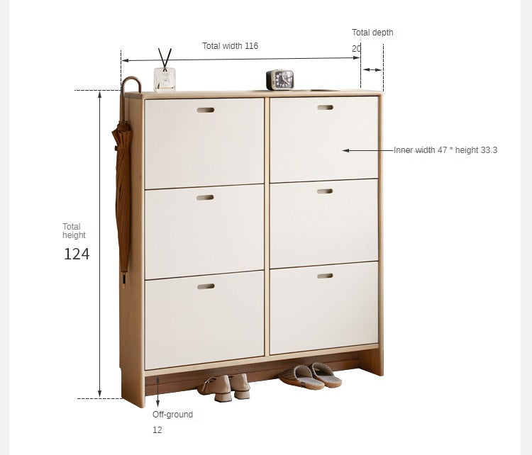 Birch Solid Wood Ultra-Thin Shoe Cabinet