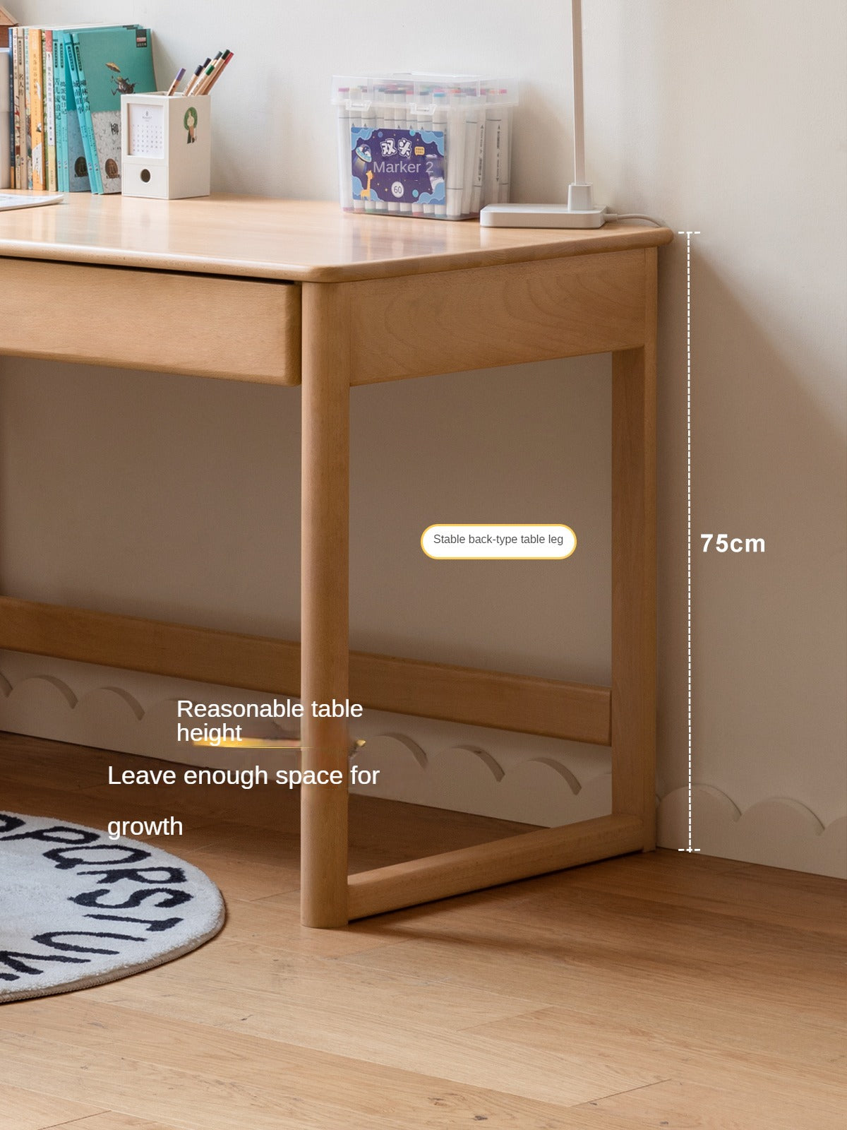 Beech Solid Wood Children's Large Desktop desk