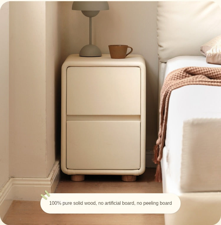 Leather Cream Style Nightstand.