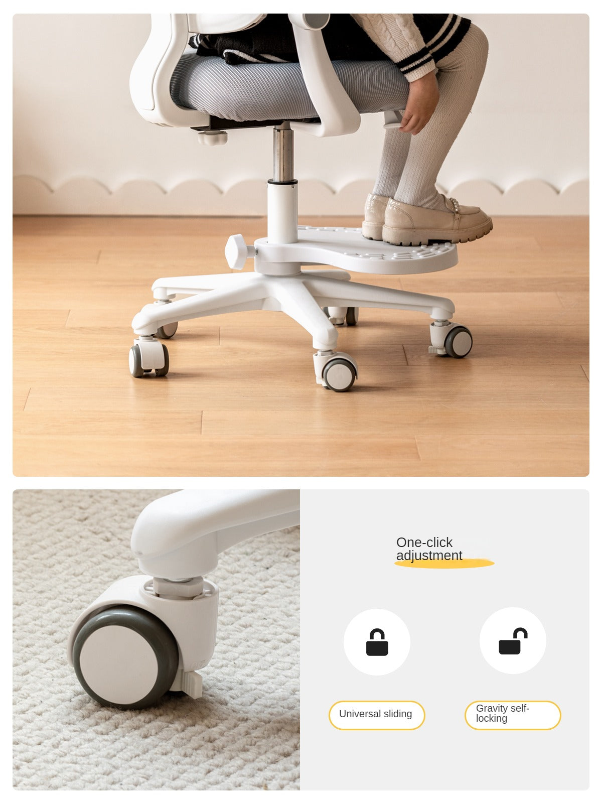 Children's Lifted and Adjusted Chair.