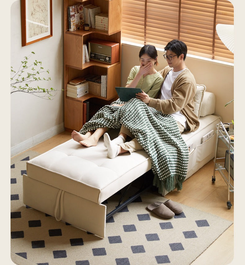 Fabric Cream Style Single Retractable Bed.