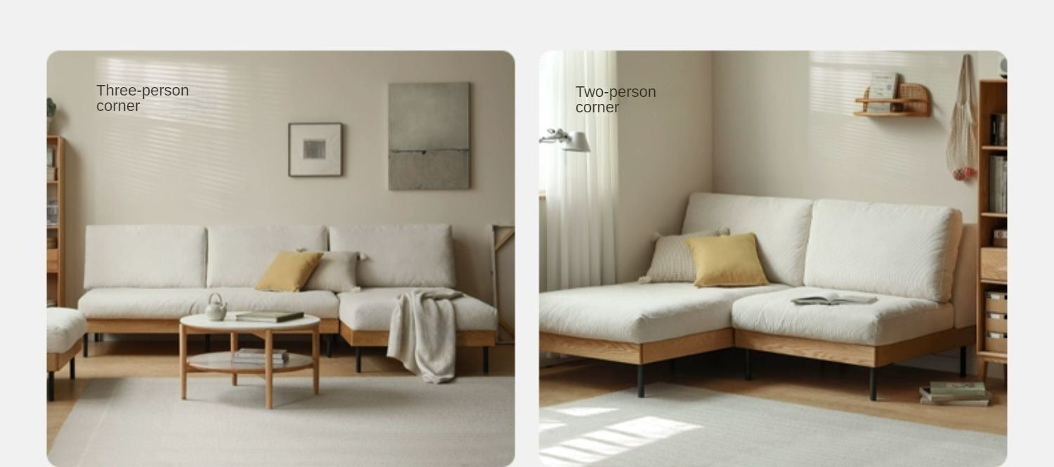 Oak Solid Wood Corner Down Sofa Japanese Style.