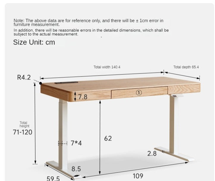Oak Solid Wood Elevating Electric Multifunctional Standing Desk