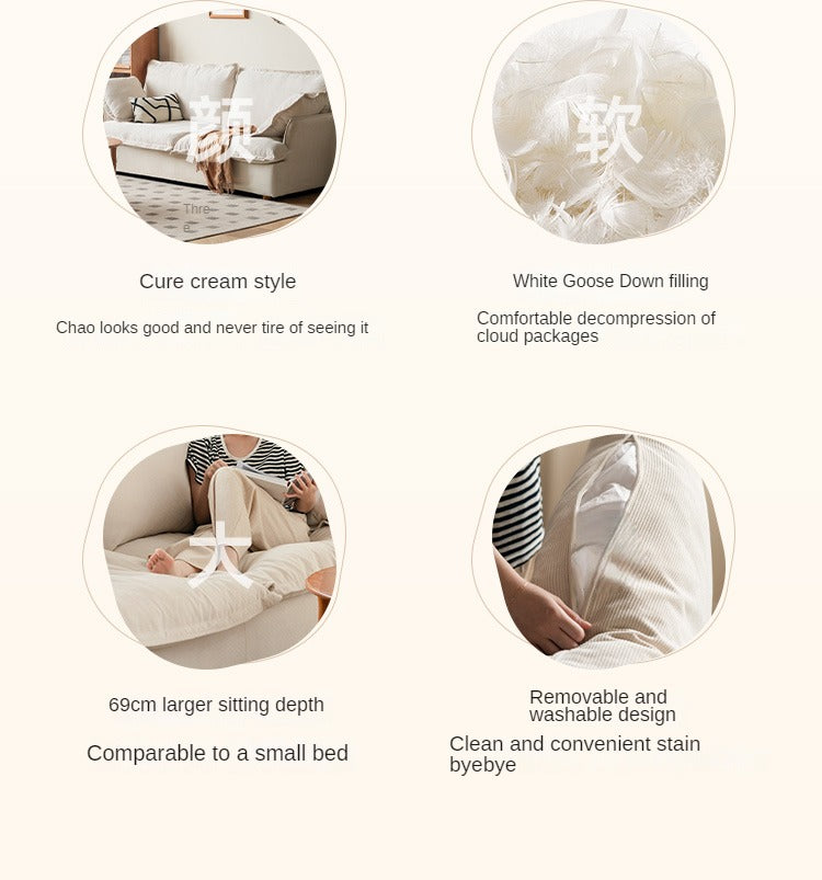 Fabric Down Modern Three-seat Sofa.
