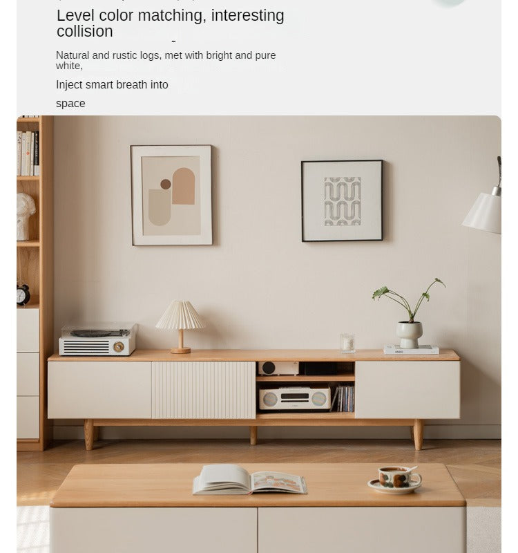 Oak Solid Wood Modern Coffee Table With Drawer