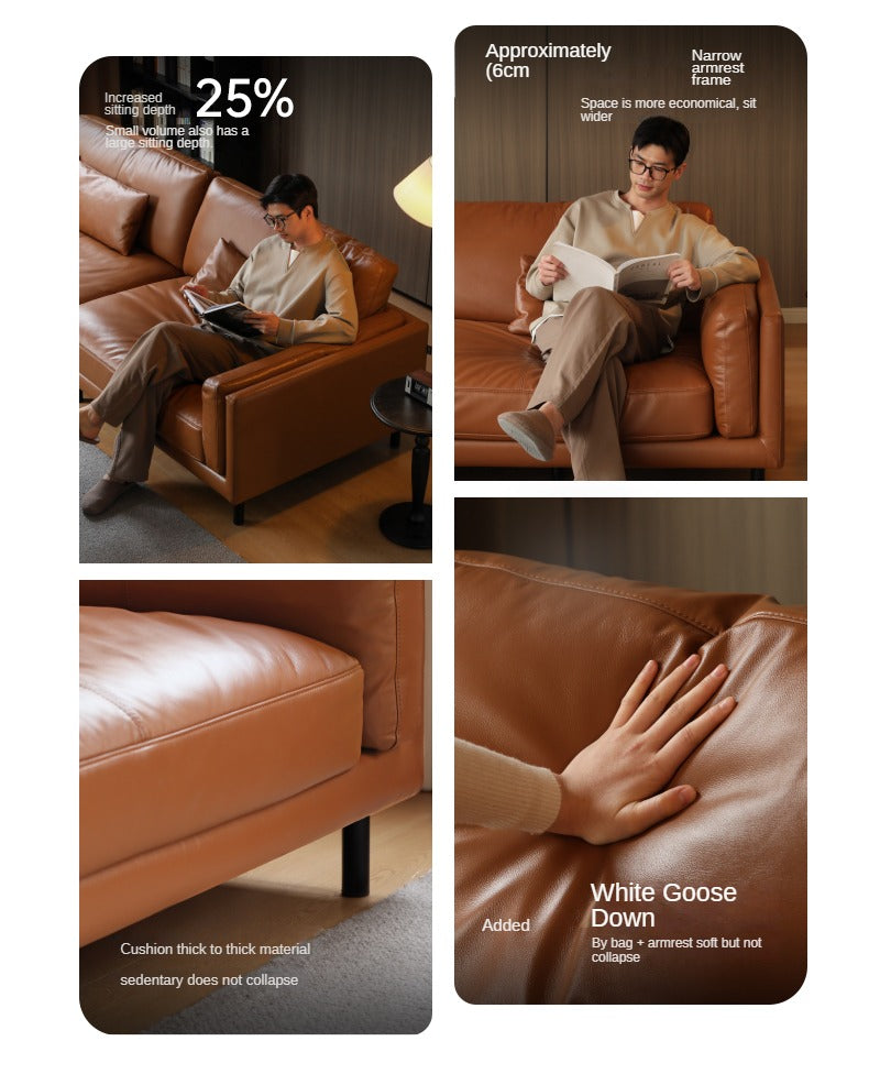Leather Italian Minimalist Sofa.