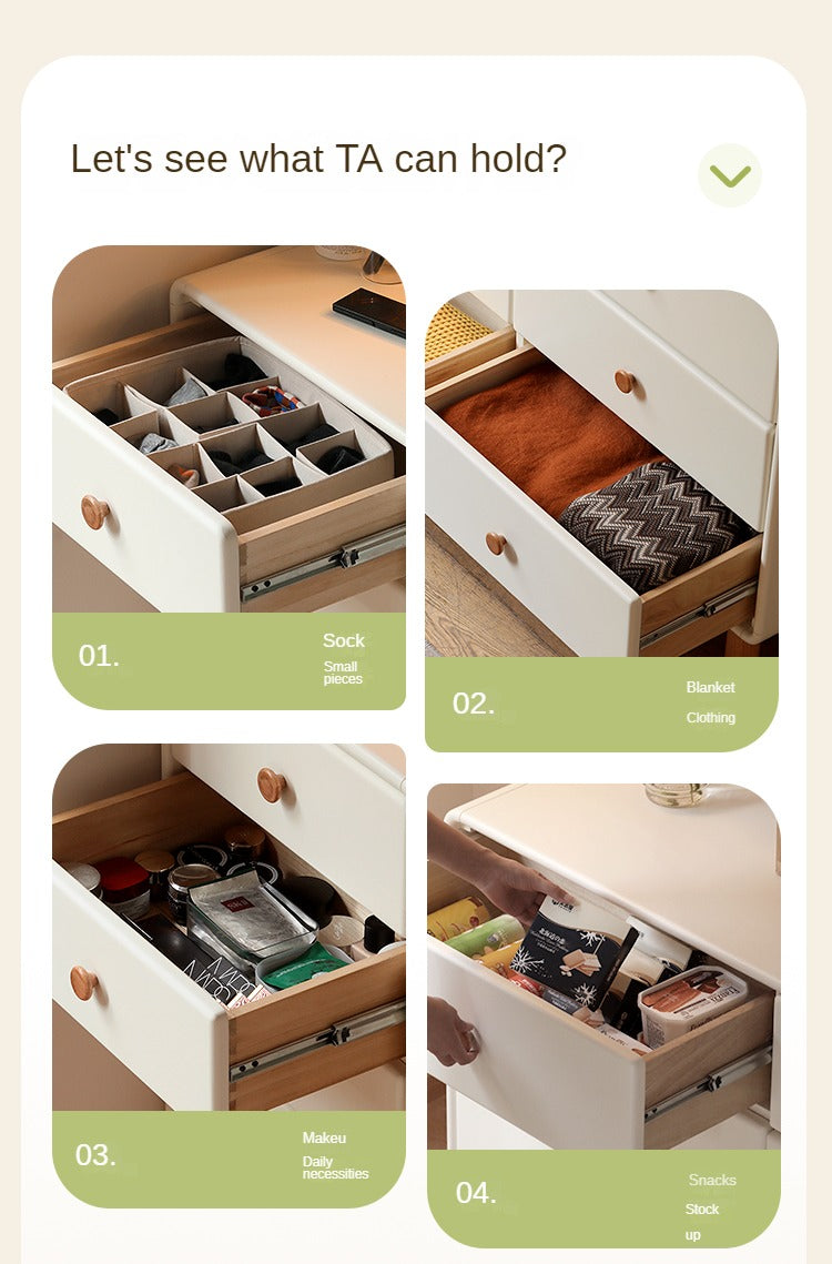 Solid Rubberwood Cream Style Chest of Drawers