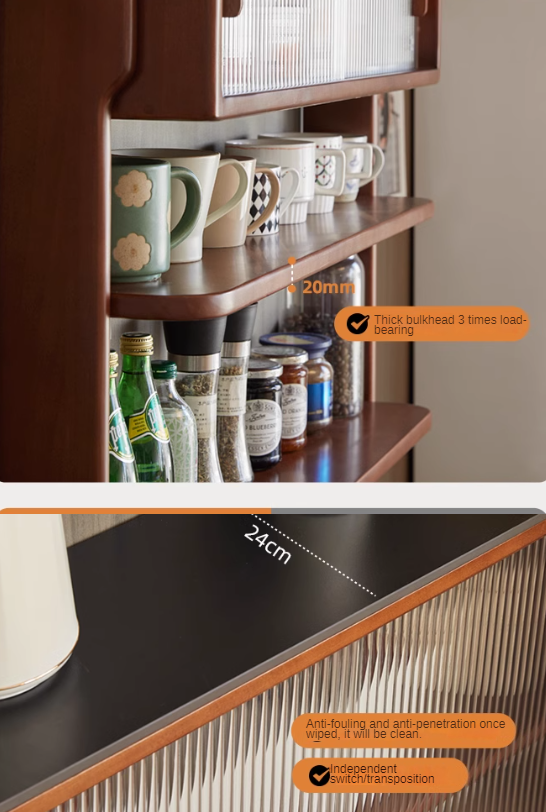 Poplar Solid Wood Rock Board American Retro Dining Sideboard.