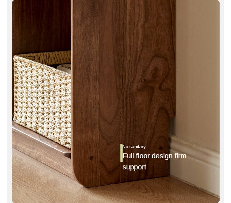 Black Walnut Solid Wood Bookshelf Shelf Free Lattice Combination