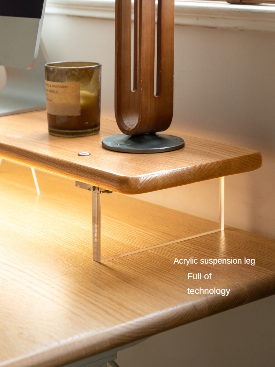 Oak, Rubberwood Solid Wood Bracket Suspended Table shelves