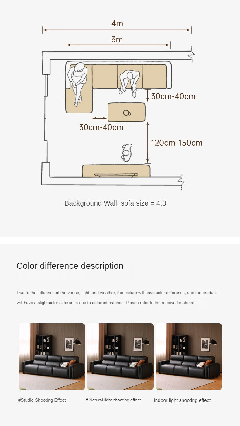 Leather Electric Italian Zero Wall Black Leather Sofa.