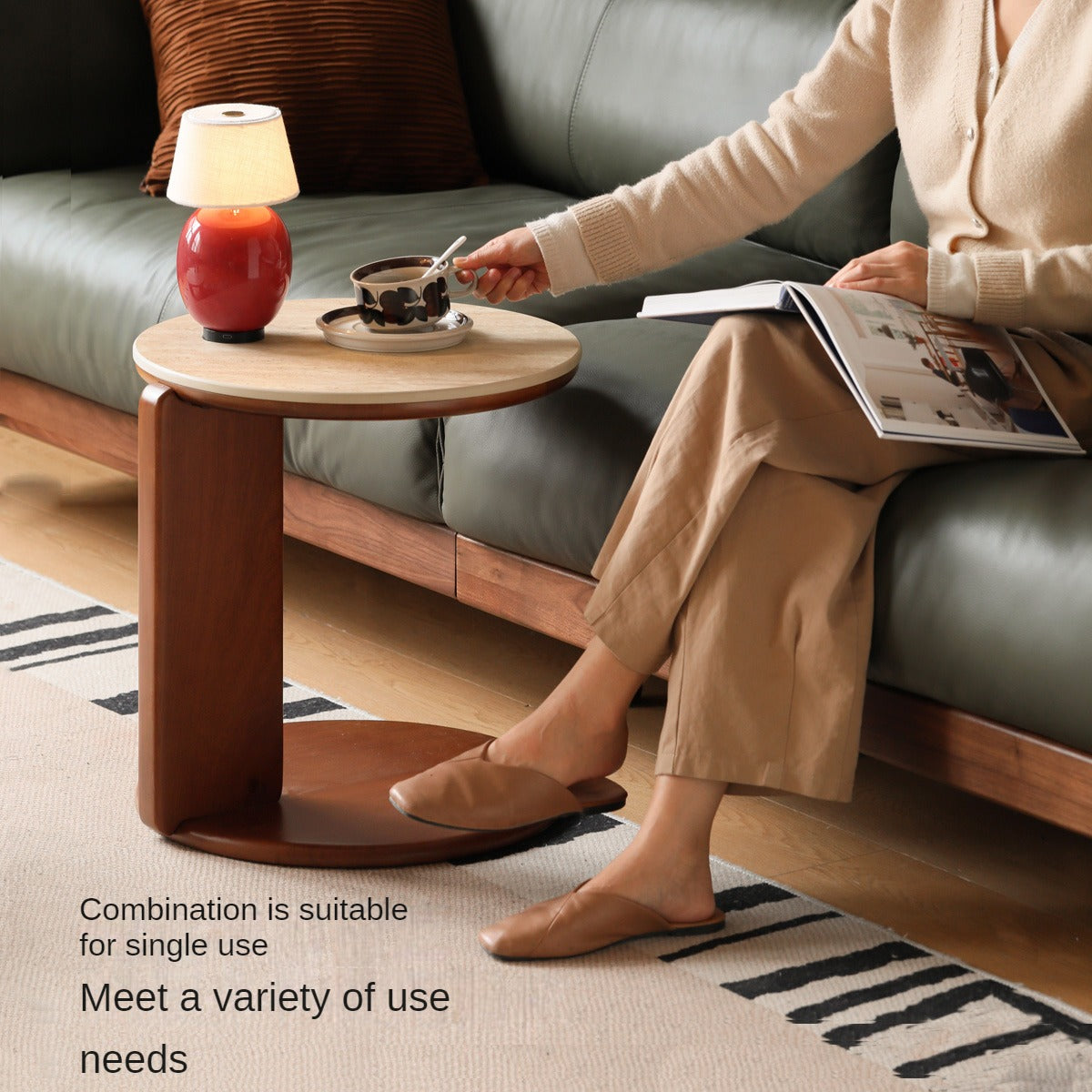 Poplar Solid Wood Medieval Style Rock Plate Coffee Table