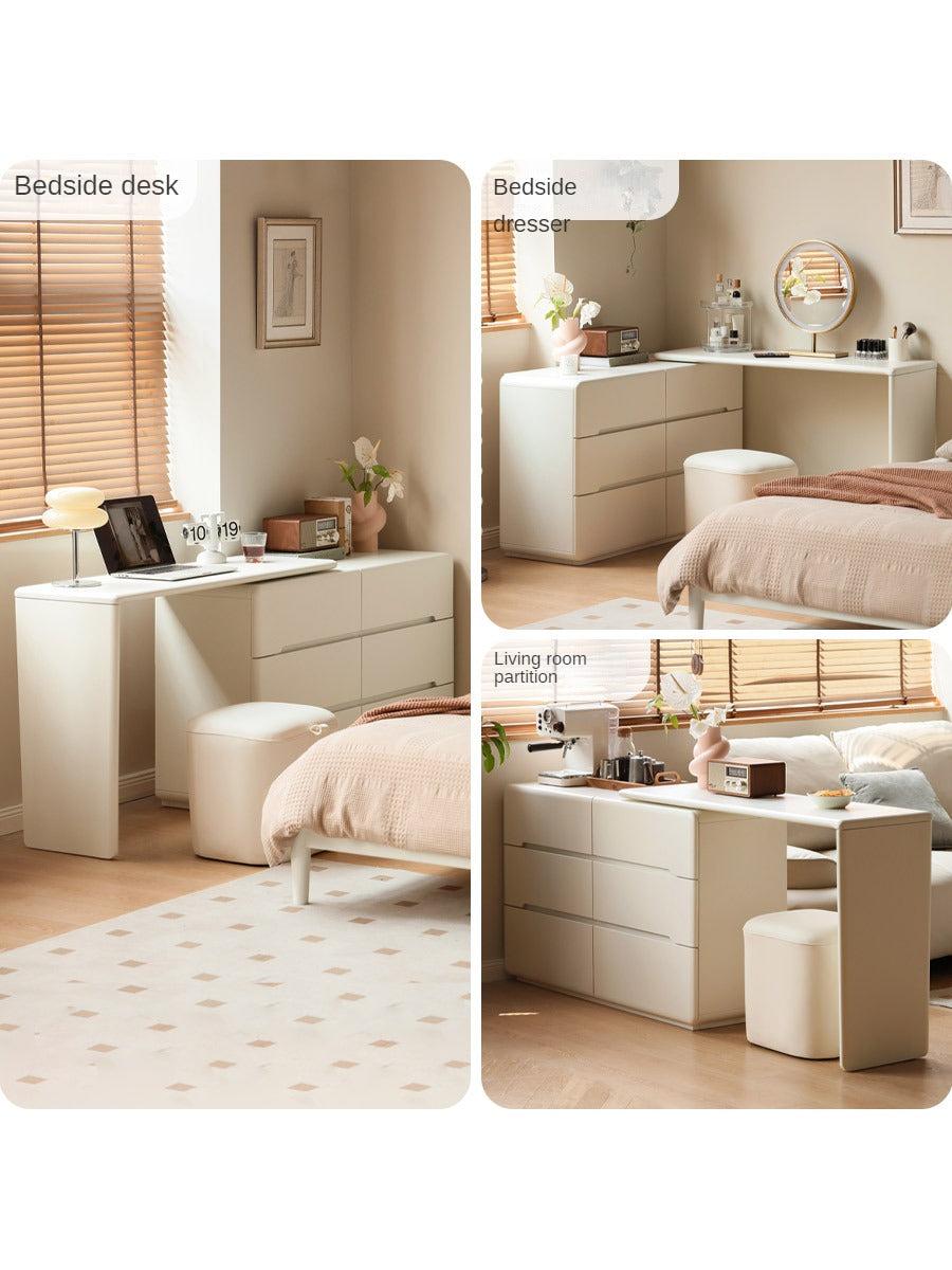 Poplar Solid Wood, Solid Rubberwood Cream Air Makeup Table.