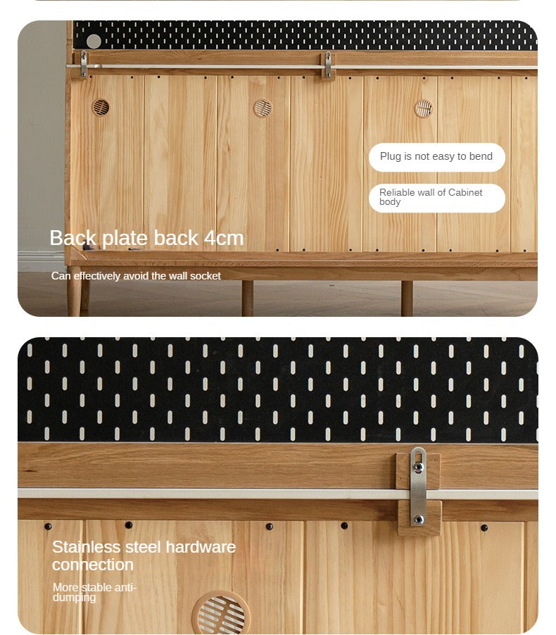 Oak Solid Wood Rock Plate Capacity High Storage Cabinet