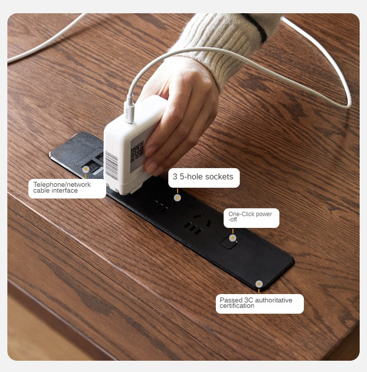 Black Walnut, Oak Solid Wood Italian Light Luxury Office Desk