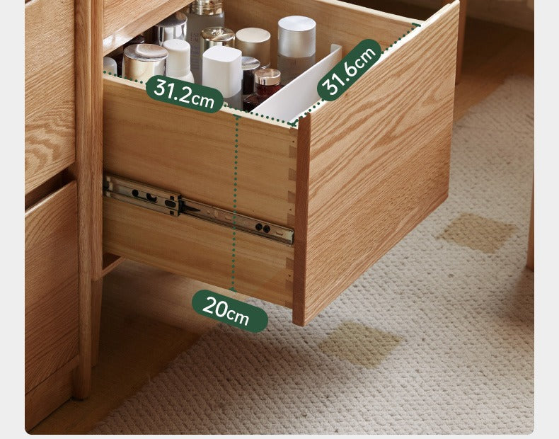 Solid Rubberwood, Oak, Beech Solid Wood Retractable Vanity Table Modern.