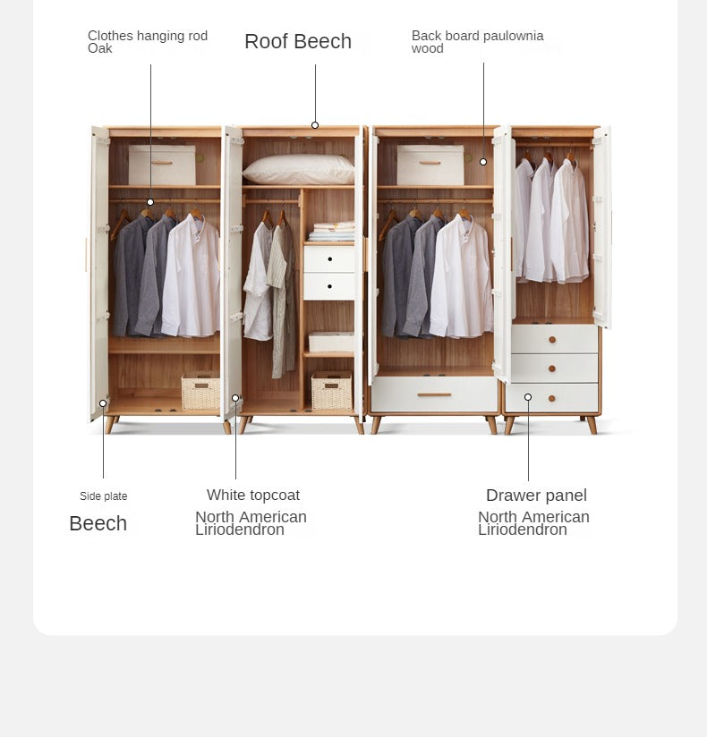 Beech Solid Wood Wardrobe Combination.