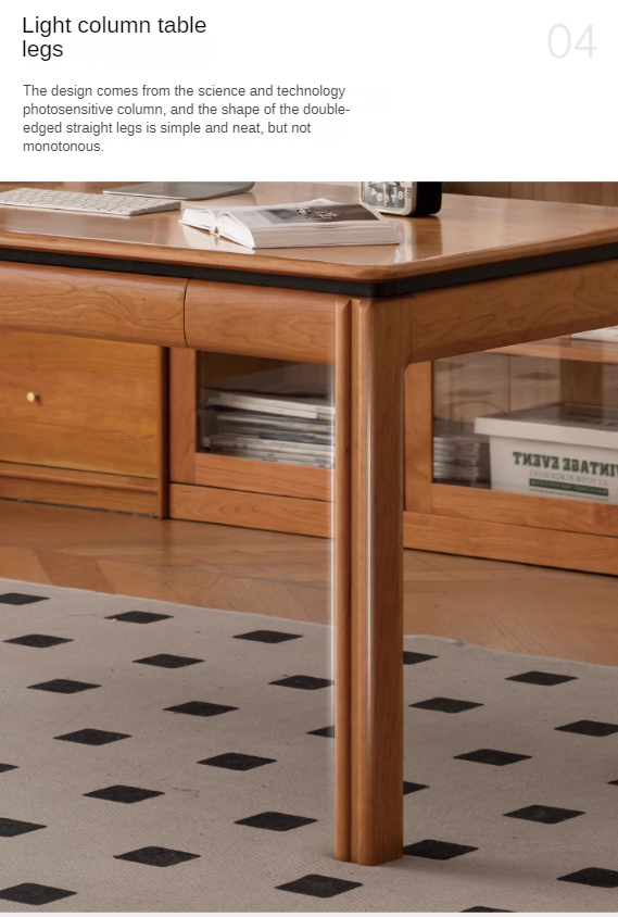 Cherry Solid Wood Color Large Office Desk