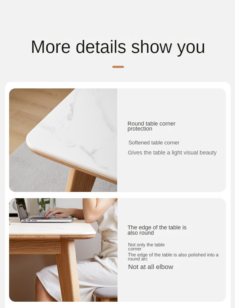 Ash, Oak Solid Wood Modern Rock Plate Dining Table