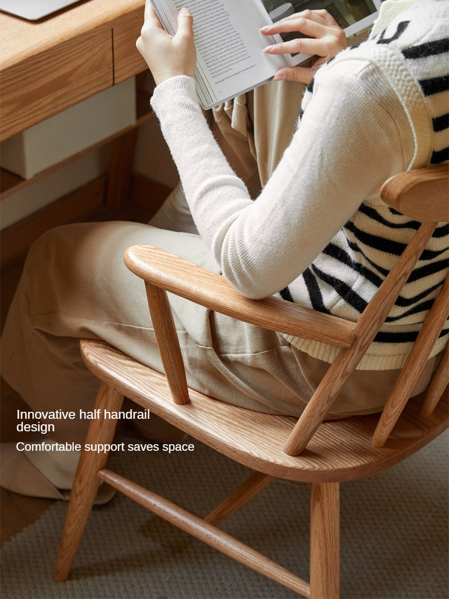 Set 4 pcs Oak Solid Wood Dining Armchair Leisure Chair