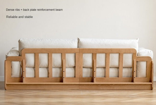 Oak Solid Wood Down Fabric Sofa.