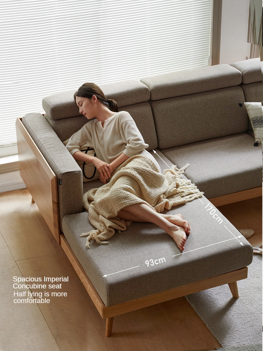 Oak, Ash Solid Wood Modern Fabric Sofa.