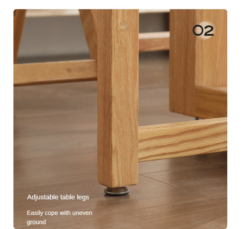 Solid Rubberwood, Oak Solid Wood Modern Rock Slab Folding Dining Table