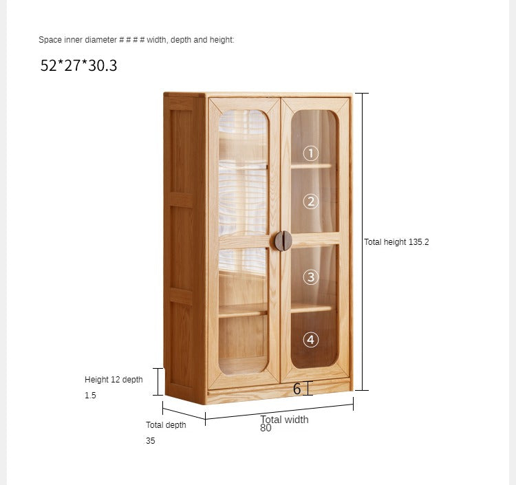Oak Solid Wood Kids Bookcase Combination Bookshelf