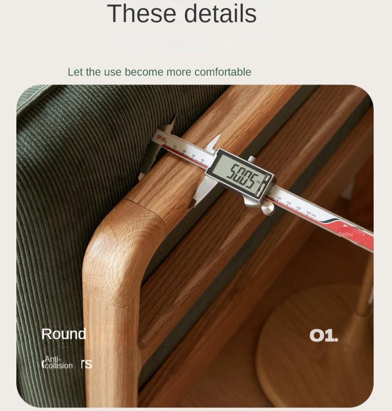 Oak, Beech Solid Wood Modern Simple Fabric Straight Sofa