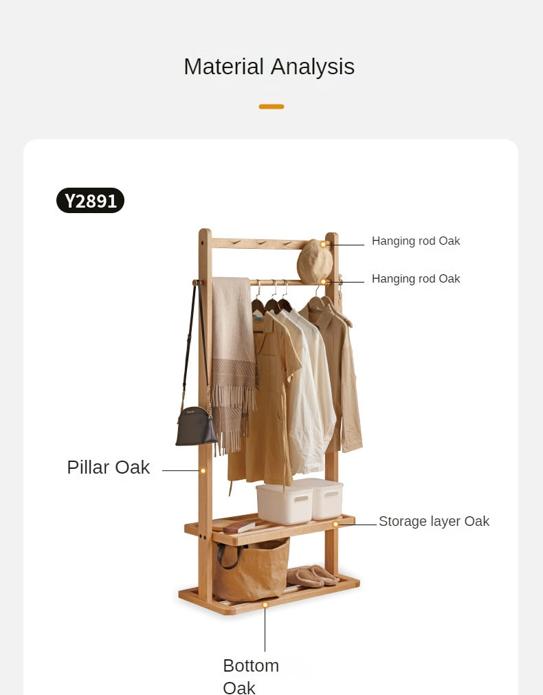 Oak Solid Wood Clothes Rack Hanger