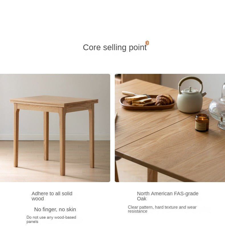 Oak Solid Wood Folding Small Dining Table