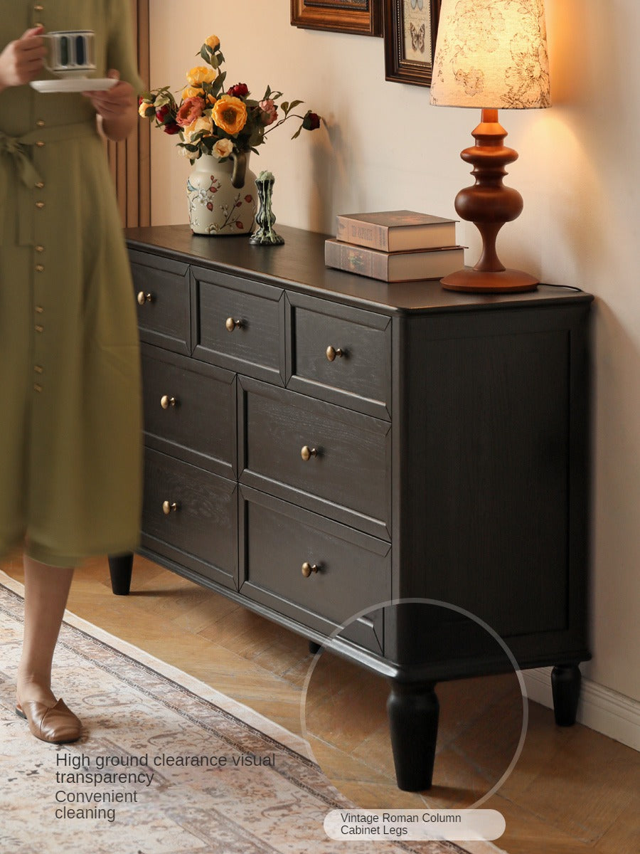 Solid RubberWood, Oak Solid Wood American Style Dresser, Drawers