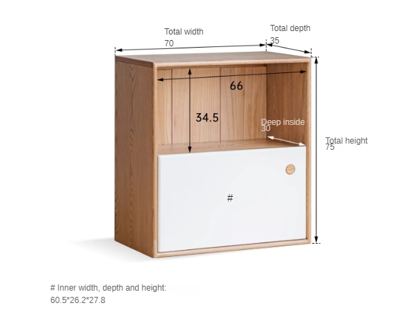Oak, Beech Solid Wood Cream Style Module Combination Bookcase