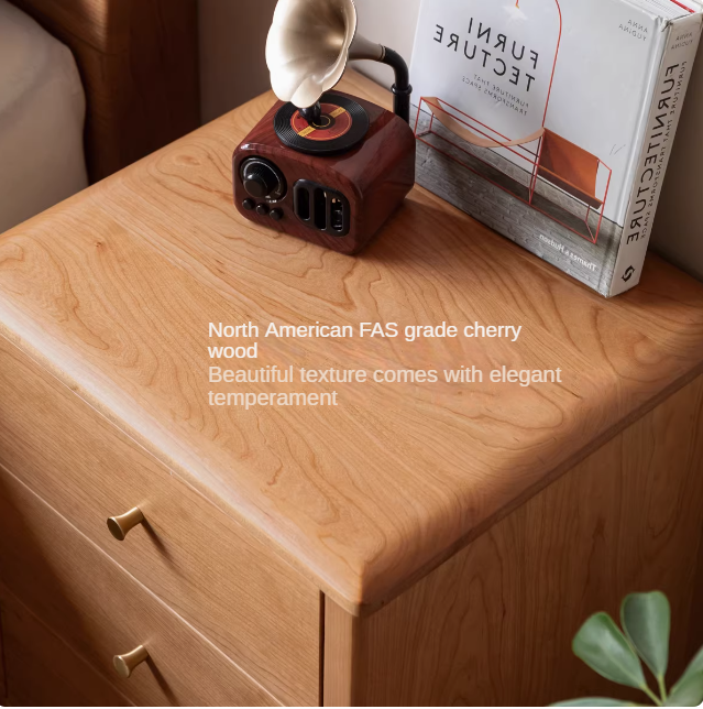 Cherry Solid Wood Floor Three Drawer Nightstand