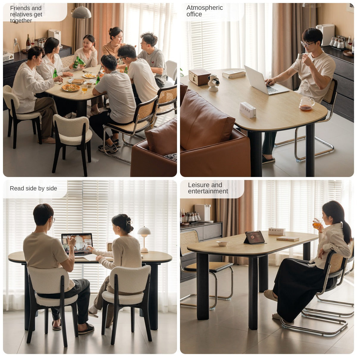 Solid Rubberwood travertine slate Dining Table