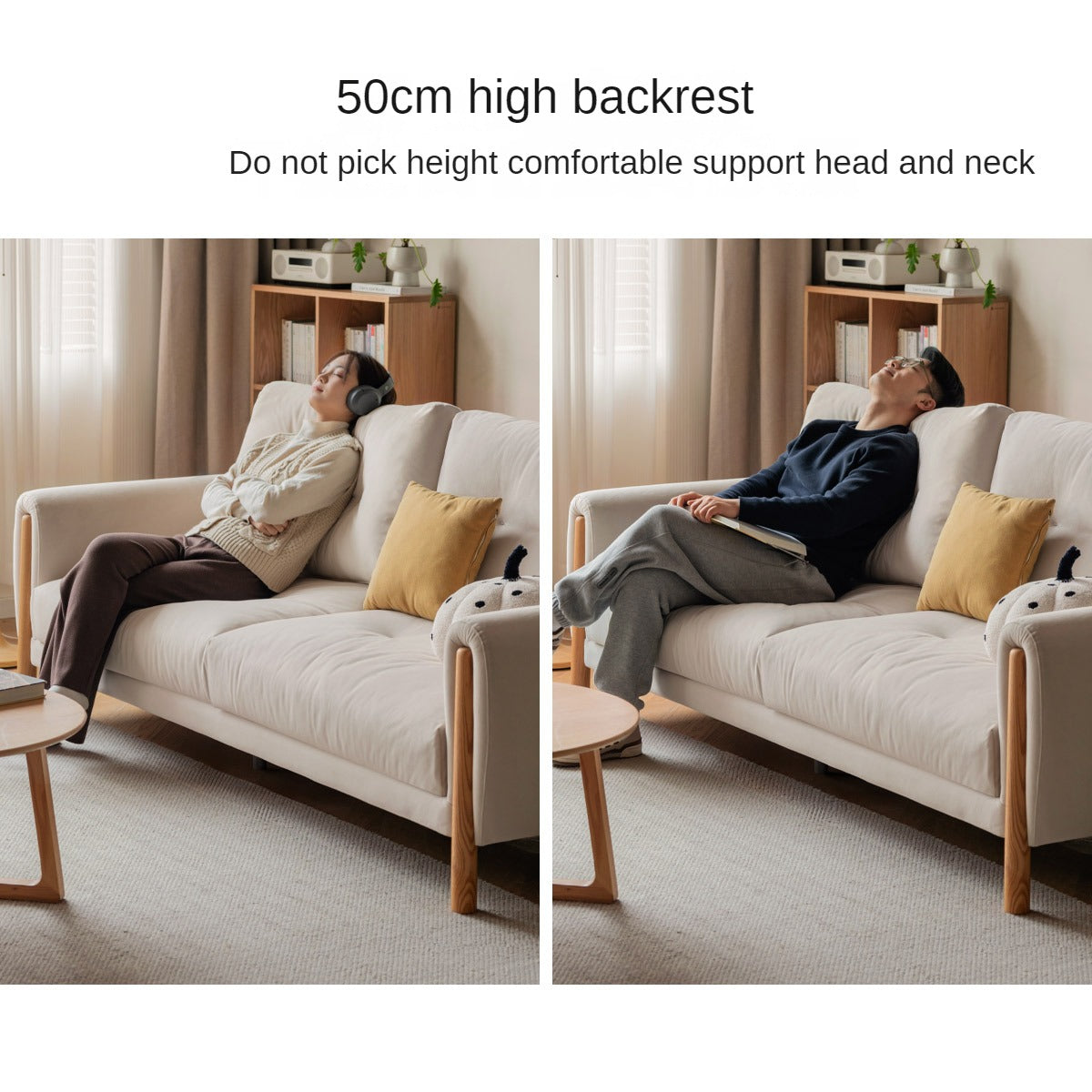 Oak Solid Wood Fabric White Cream Style Cat Scratching Cloth Sofa.