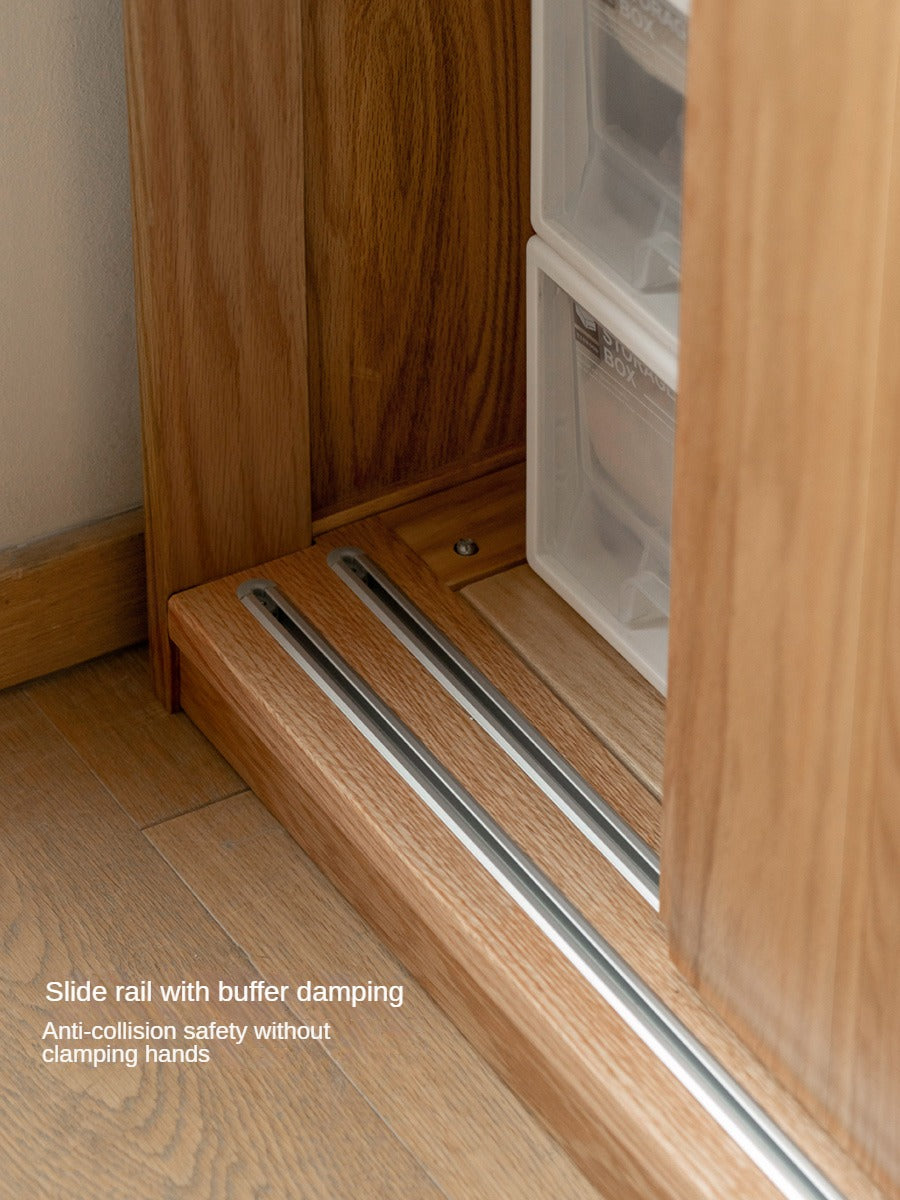 Oak Solid Wood Sliding Door Wardrobe.