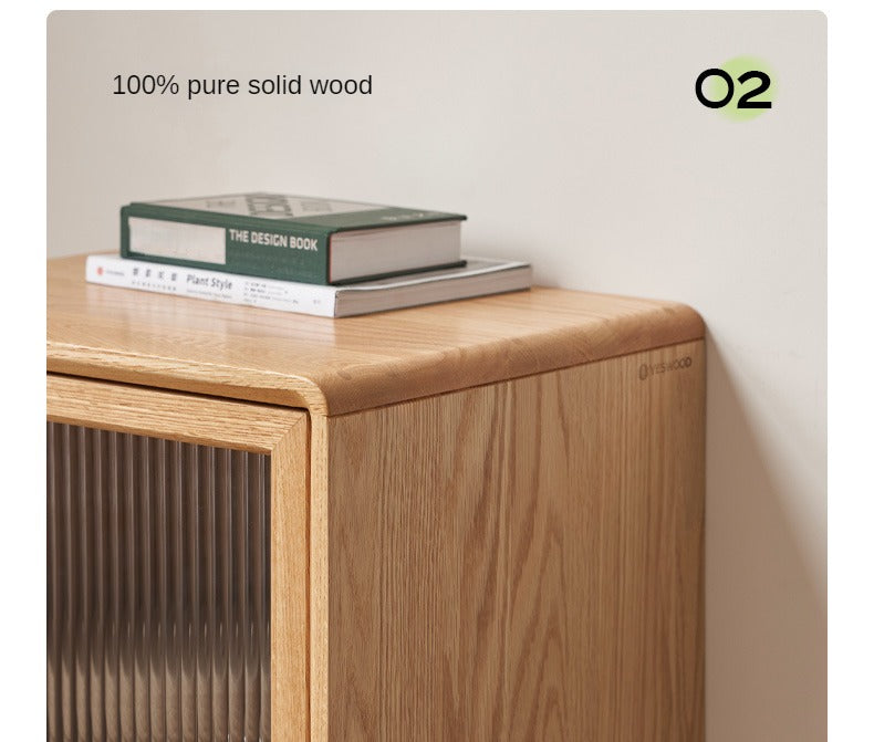Oak, Beech Solid Wood Side Cabinet, Small Bookcase