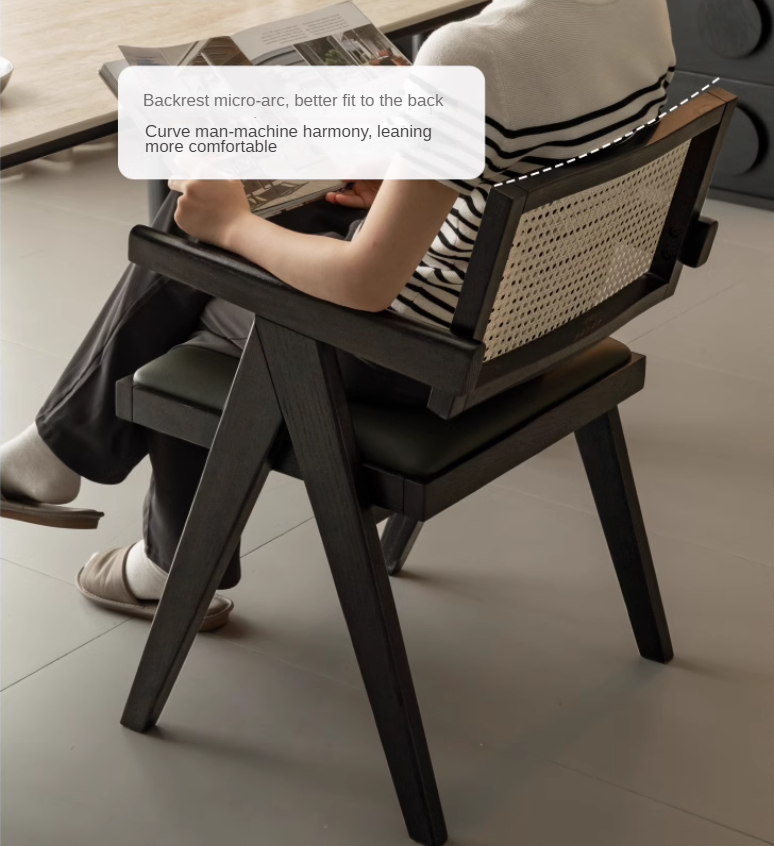 Ash, Cherry, Oak Solid Wood Rattan Smoked Chair