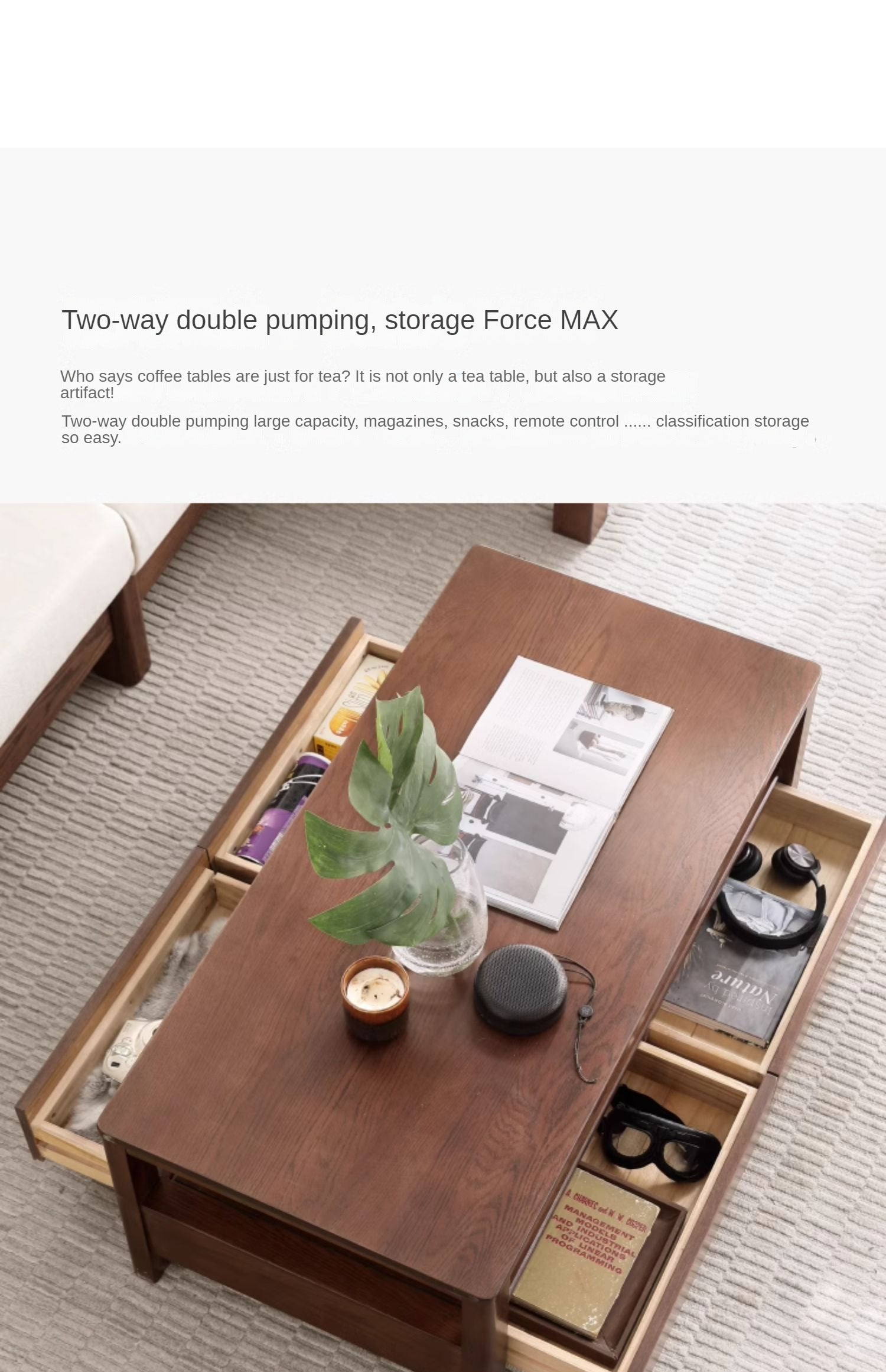Oak, Ash Solid Wood Nordic Minimalist Modern Coffee Table