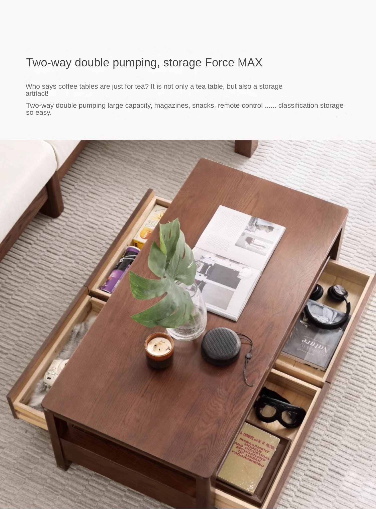 Oak, Ash Solid Wood Nordic Minimalist Modern Coffee Table